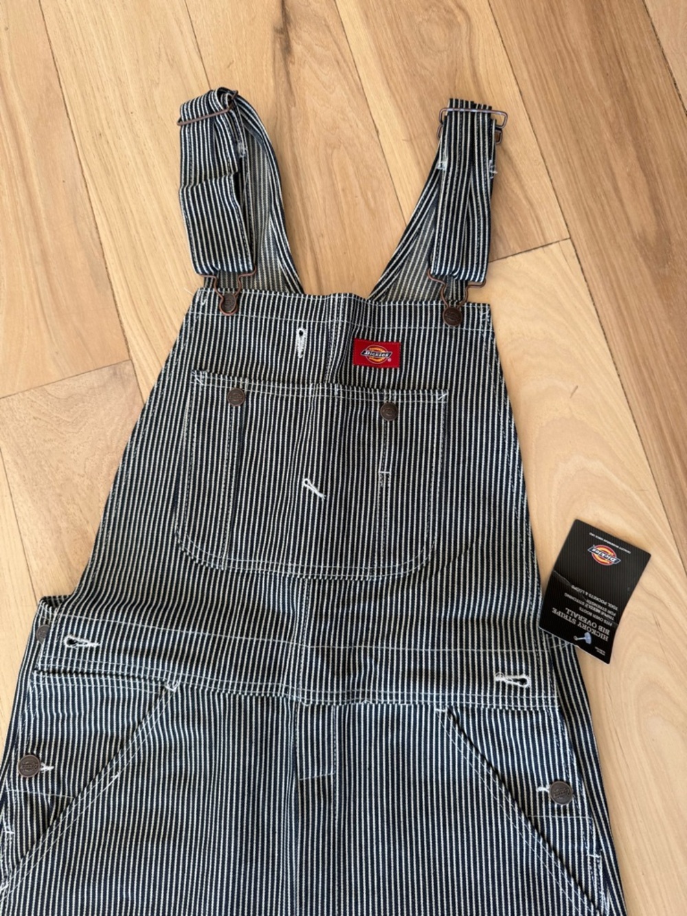 Dickies Black and White Pinstripe Bib Overalls
